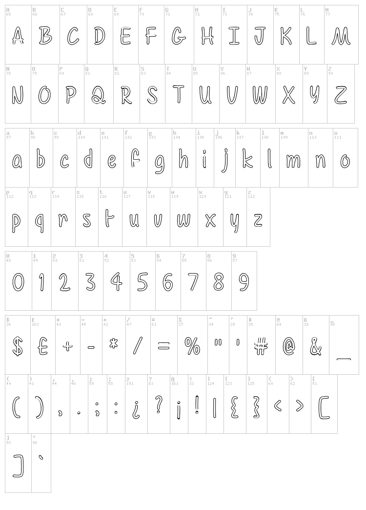 Color Time font map